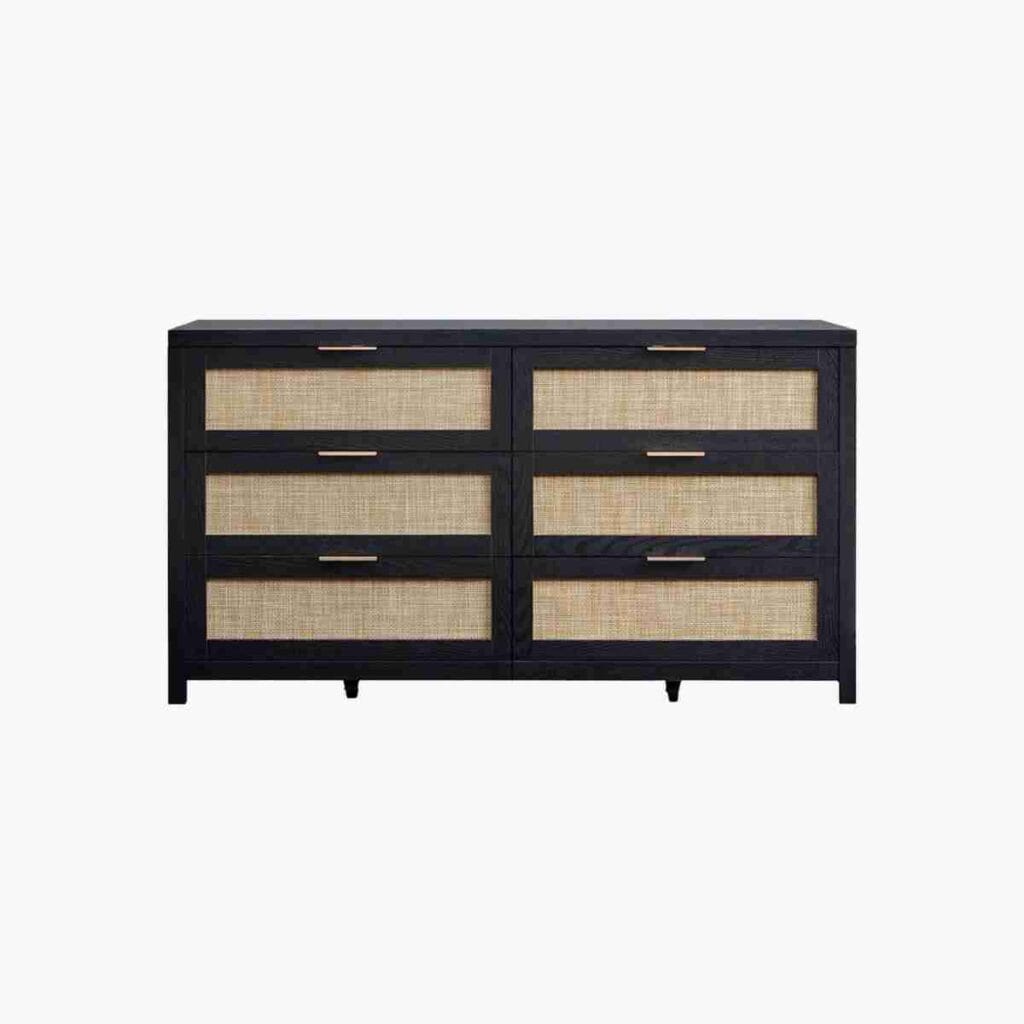 Bedroom Furniture 23 Sicotas Savanna black oak 6 drawer dresser providing ample clothing storage.