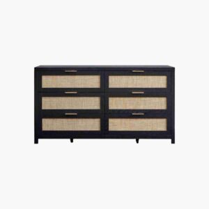 Sicotas Savanna black oak 6 drawer dresser providing ample clothing storage.