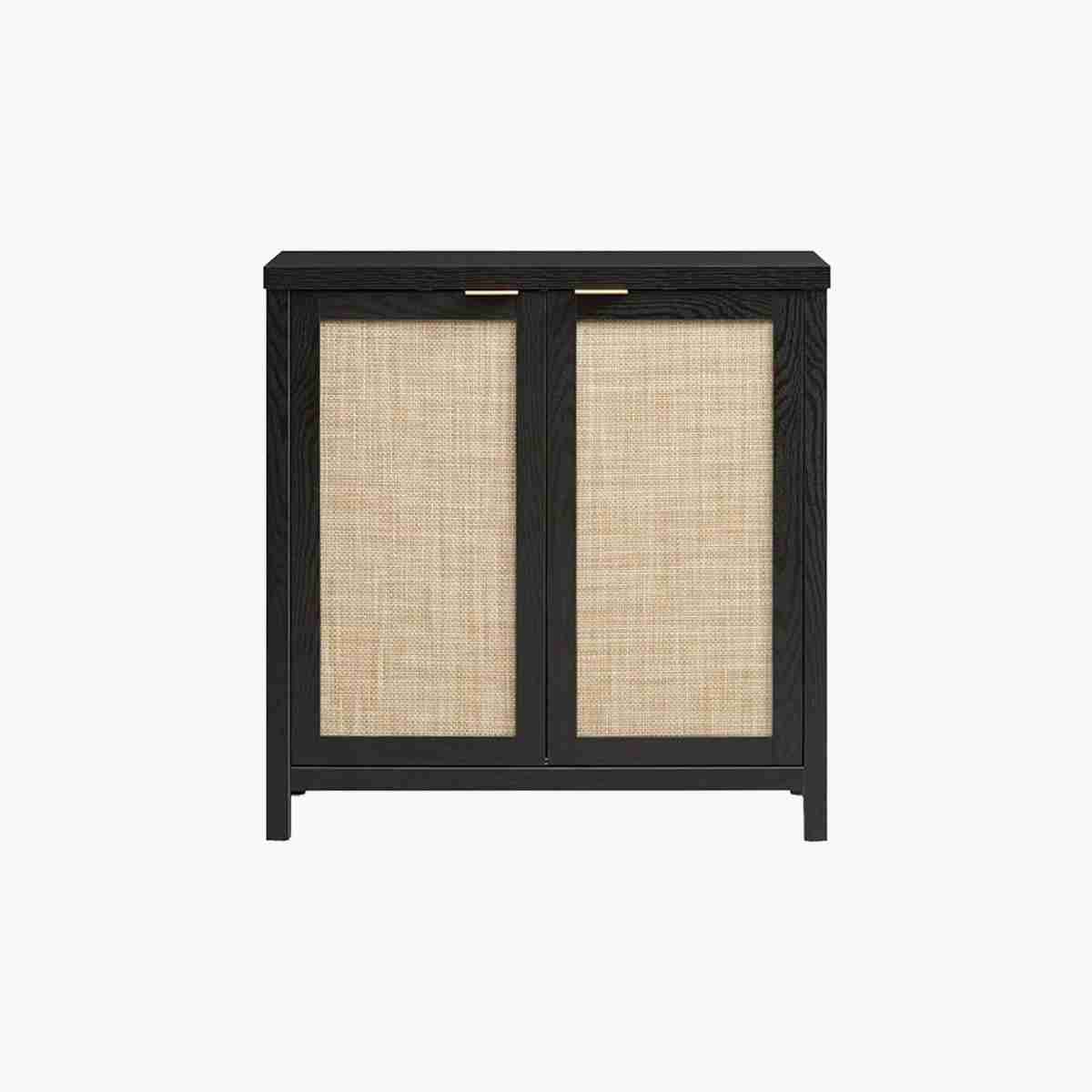 Sicotas Savanna Black Oak Buffet Cabinet with Drawers 1 Black oak buffet cabinet with hidden storage and modern organization for stylish dining room functionality.