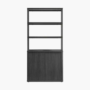 Industrial dark grey bookshelf by Sicotas Cas with lower storage.