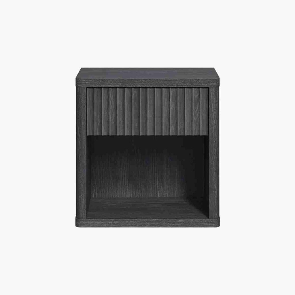 Modern dark grey nightstand with storage space from the Sicotas Cas line.