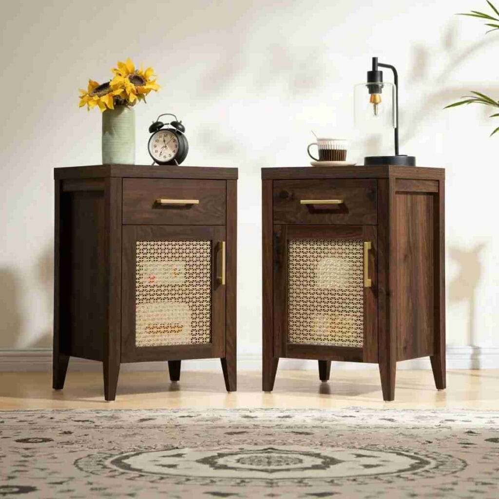 Vintage inspired espresso nightstand from the Sicotas Andy collection.