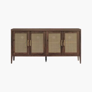 Sicotas Andy espresso 65 tv cabinet with open shelving and a rich dark wood finish.