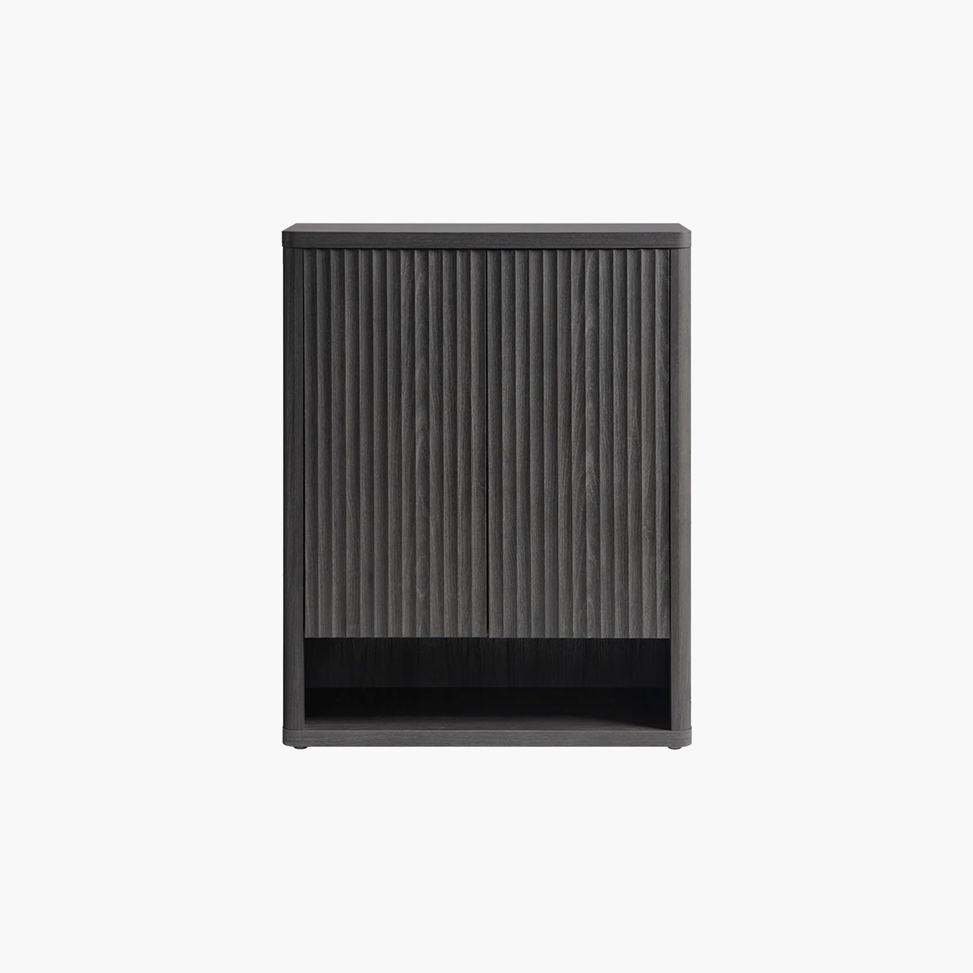 Sicotas Cas Dark Grey Alder Black Shoe Cabinet 1 Contemporary Sicotas Cas dark grey entryway cabinet featuring a clean-lined black frame design.