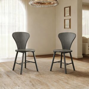 Sophisticated Sicotas Cas dark grey alder dark grey solid wood chairs with a contemporary curved backrest design.