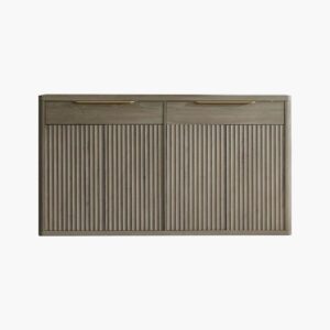 Sophisticated Sicotas Cas grey alder 4 door sideboard cabinet featuring a dark arched top silhouette.