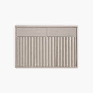 Contemporary Sicotas Cas white alder fluted sideboard featuring texturized doors and elegant minimalist lines.