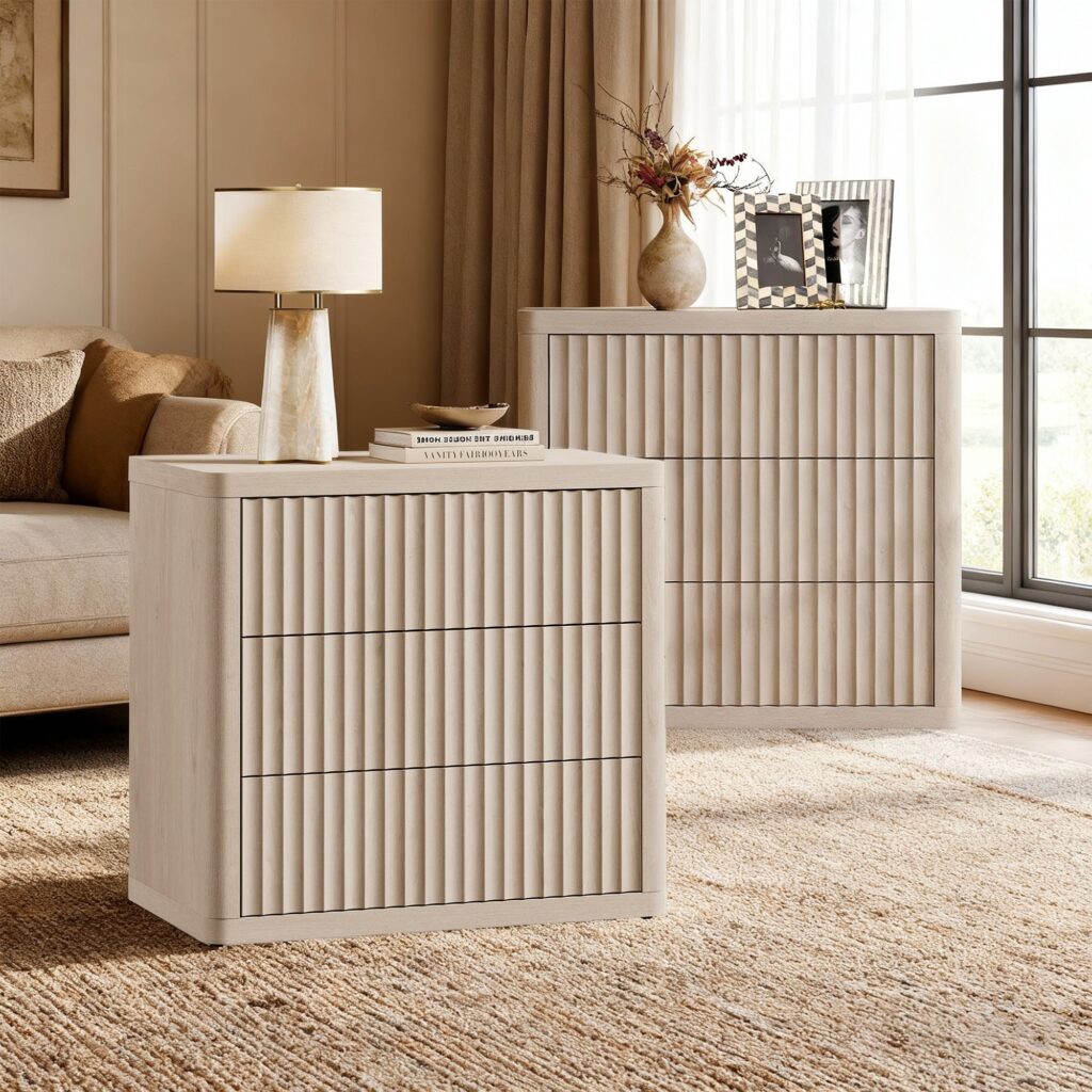 Honest Sicotas Furniture Review: Affordable Luxury or Flat-Pack Headache? 1 Bright Sicotas Cas white alder large nightstand featuring three smooth-glide drawers for bedside storage.