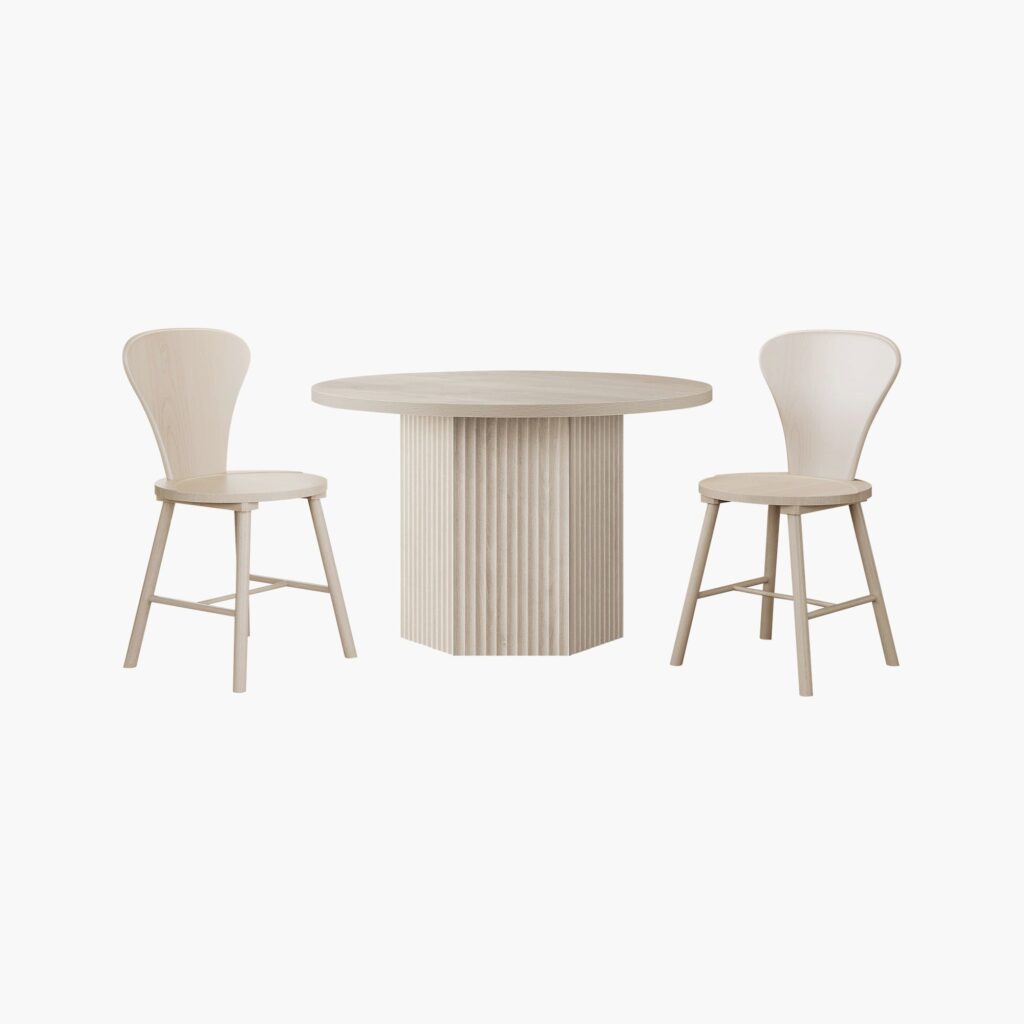 Honest Sicotas Furniture Review: Affordable Luxury or Flat-Pack Headache? 10 Minimalist Sicotas Cas white alder dining set with a rectangular table and two matching white chairs.