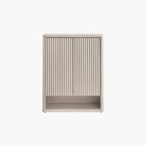 Tall and narrow Sicotas Cas white alder shoe cabinet with dual front doors for neat entryway storage.