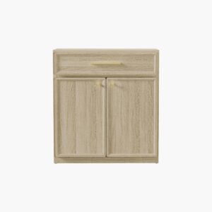 Sicotas Crescent grey oak 2 door sideboard featuring clean lines and a minimalist wooden finish.