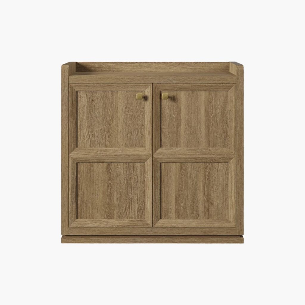 Richly textured Sicotas Helio brown oak sideboard with double doors and classic wood grain details.
