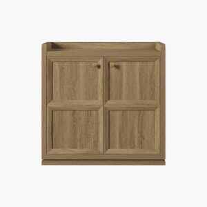 Richly textured Sicotas Helio brown oak sideboard with double doors and classic wood grain details.