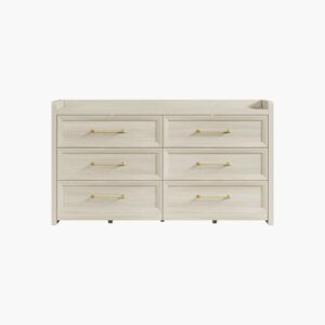 Modern Sicotas Helio grey white 6 drawer dresser with crisp clean lines and minimalist handles.