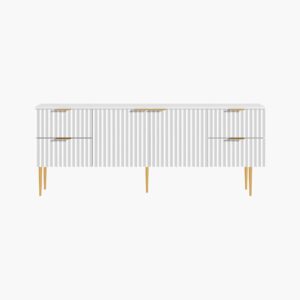 Modern Sicotas Opus white large storage tv stand featuring spacious cabinets for media organization.