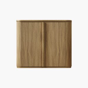 Richly finished Sicotas Ripple medium brown ripple 2 door sideboard showcasing a distinct curved