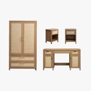 Complete Sicotas Savanna savanna vanity bedroom set with a matching tall wardrobe