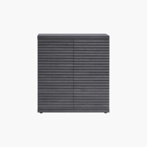 Modern Sicotas Stria dark grey sideboard featuring a distinctive ribbed vertical texture on its two doors.