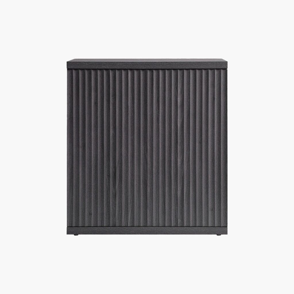 Sleek Sicotas Stria dark grey buffet cabinet with a modern ribbed design for dining room storage.