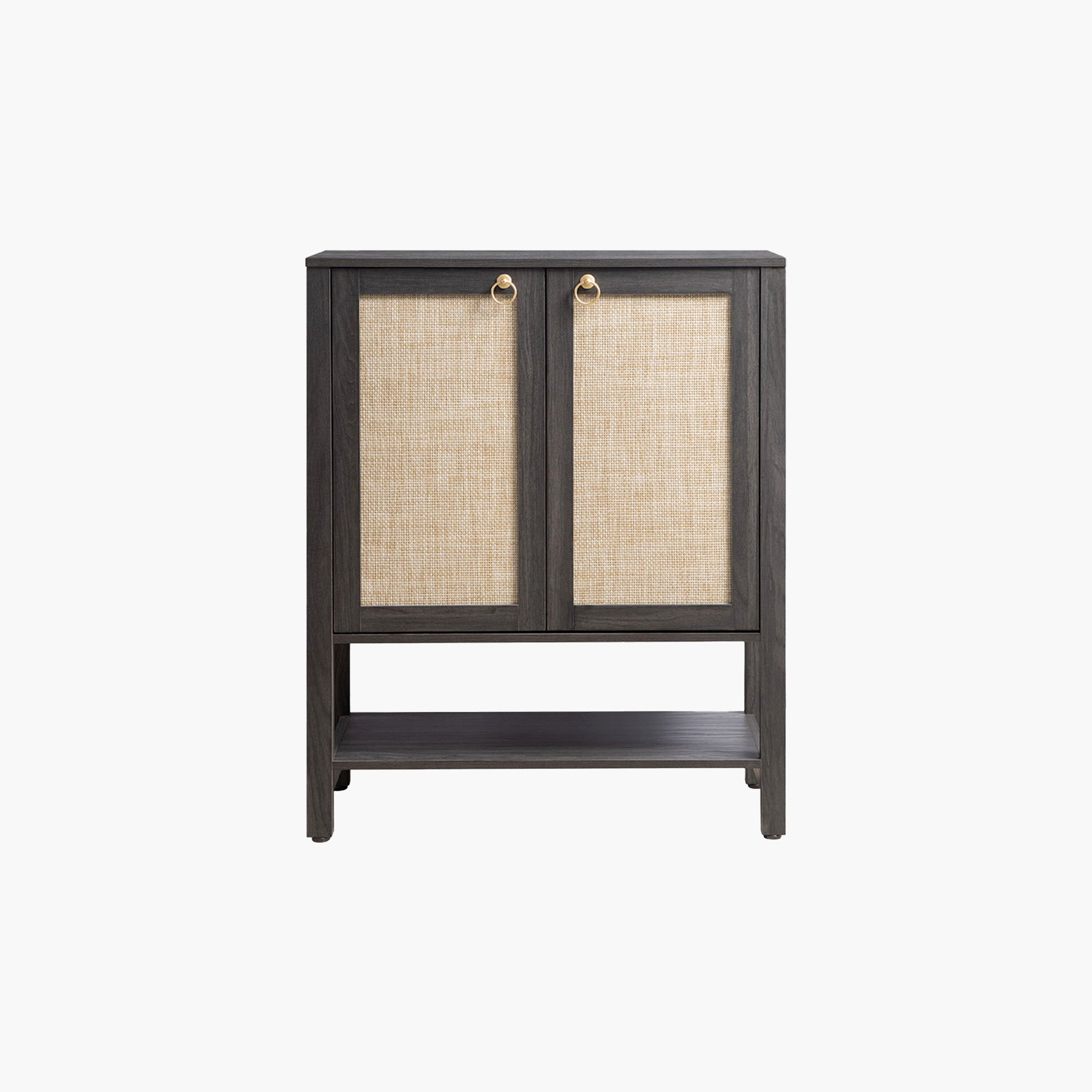 Sicotas Terra Obsidian Black 2-Door Shoe Cabinet 1 Modern Sicotas Terra obsidian black shoe cabinet with 2 doors and sleek contemporary metal frame legs.