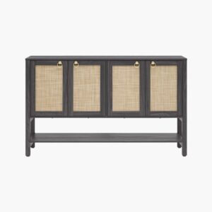 Bold Sicotas Terra obsidian sideboard cabinet showcasing four patterned doors and a modern dark frame.