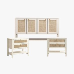 Multi-unit Sicotas Terra sideboard ns 2d set with a coordinated large buffet and 2-drawer bedside tables.