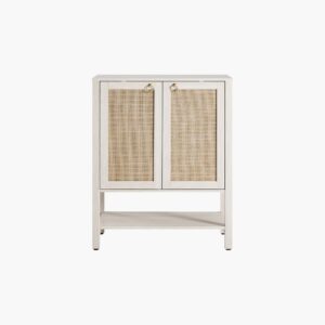Compact Sicotas Terra white cream oak shoe cabinet with dual doors for organized entryway storage.