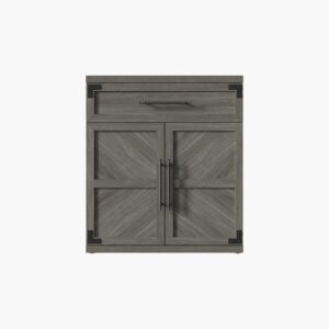 Modern Sicotas Willow oak brown entryway sideboard featuring a clean minimalist cabinet door.