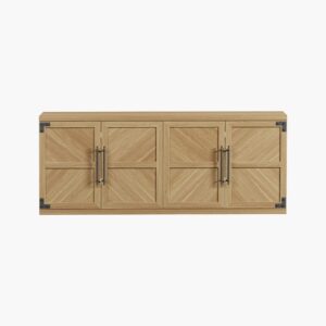 Warm Sicotas Willow oak brown tv stand willow wood finish with a long profile and four central doors.
