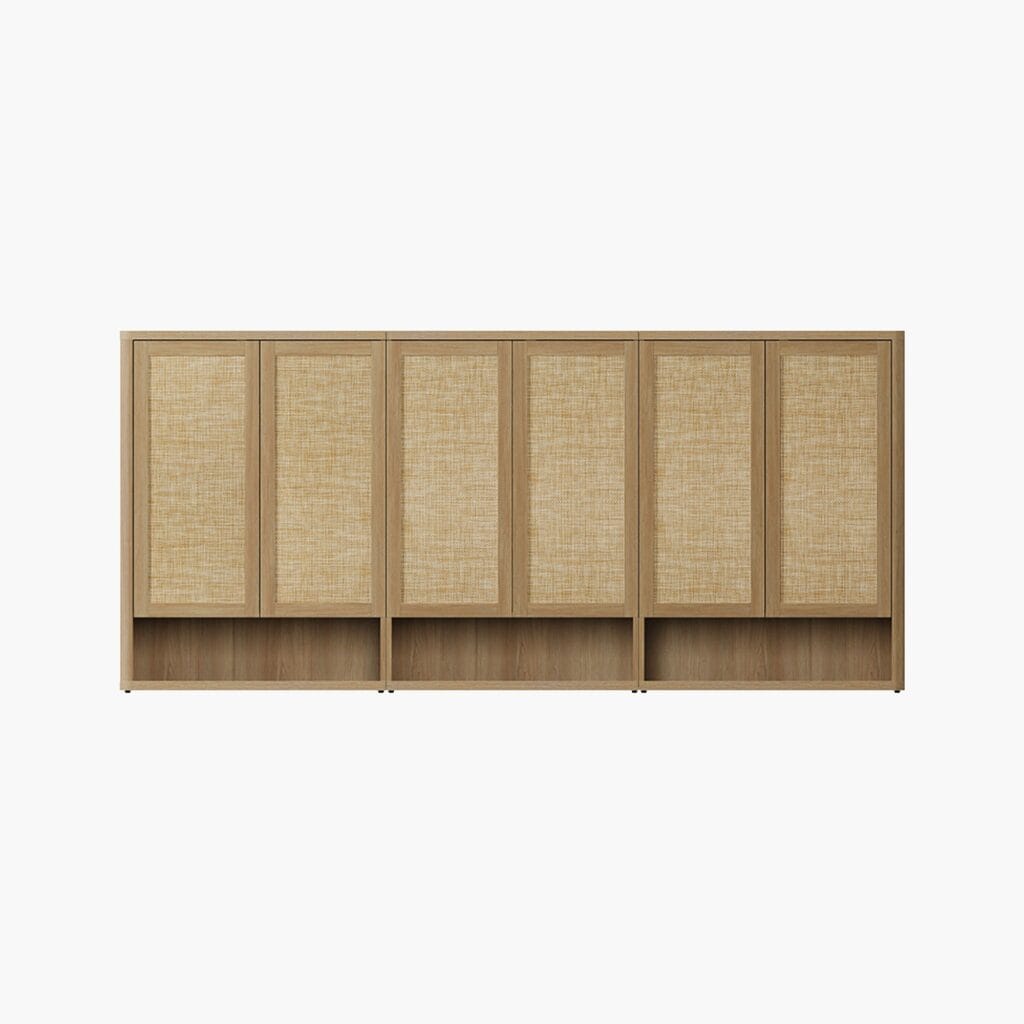 The Sicotas Collection 43 Elegant entryway showcasing shoe cabinet in amber oak 70 pair with generous organization.