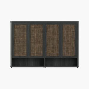 Sicotas Zura midnight oak 2-piece 50 pair black shoe cabinet set for neat hallway footwear organization.