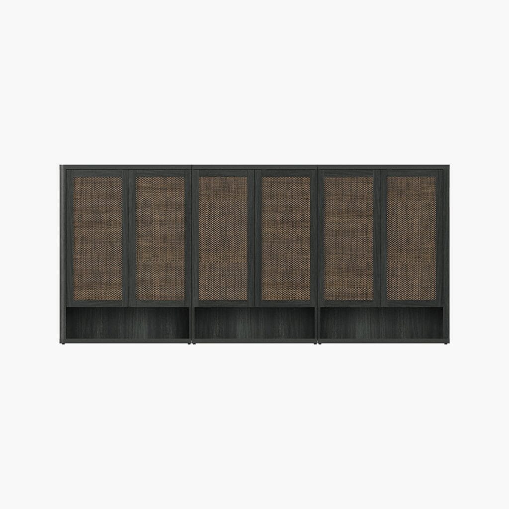 Sleek Sicotas Zura midnight oak 6 door 70 pair shoe cabinet with a modular contemporary structure.