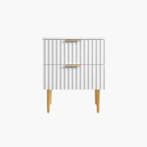Clean white nightstand drawers by Sicotas Opus for contemporary bedroom storage.