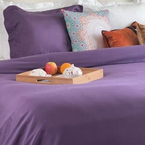 purple royale duvet cover displayed on a neatly styled bed