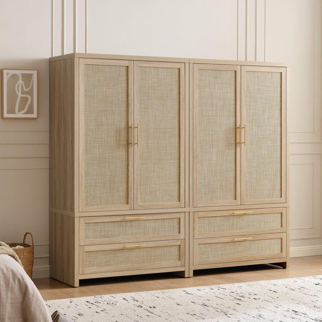 The Sicotas Collection 12 Warm bedroom displaying wardrobe closet in light oak with timeless style.