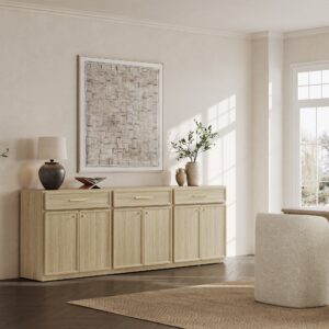 Modern home displaying 2-door sideboard in greige oak with stylish accents.