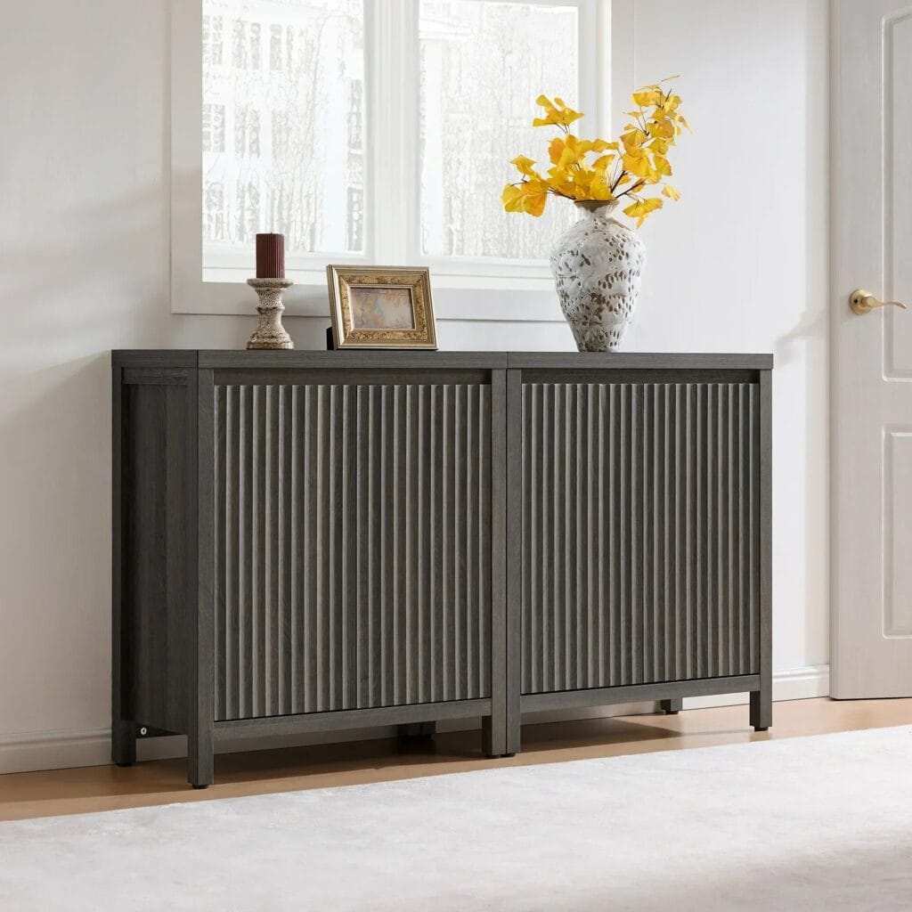 Dining Room Furniture 11 Stylish dining room showcasing buffet cabinet in graphite 2 door with decorative accessories.