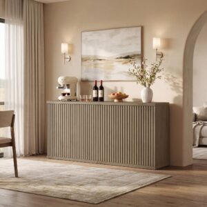 Modern living space displaying 2-door sideboard in grey alder.