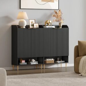 Modern hallway featuring shoe cabinet in black with practical storage and refined styling.