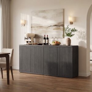 Refined room showcasing 2-door sideboard in dark grey alder.