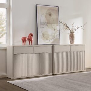 Contemporary room displaying fluted sideboard in white alder with refined detailing.