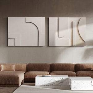 2-piece Japandi abstract wall decor featuring refined, modern 3D designs for any space.