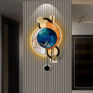 Versatile LED wall clock with dual power showing time and temperature display.
