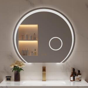 Modern 28" LED bathroom mirror 28 inch featuring dual lighting for optimal ambiance.