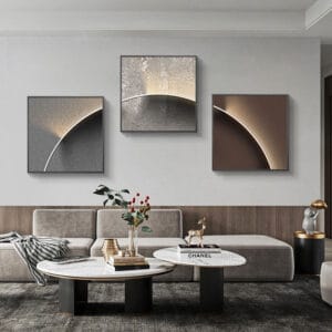 Geometric shapes and line drawings create a vibrant modern abstract wall decor set.