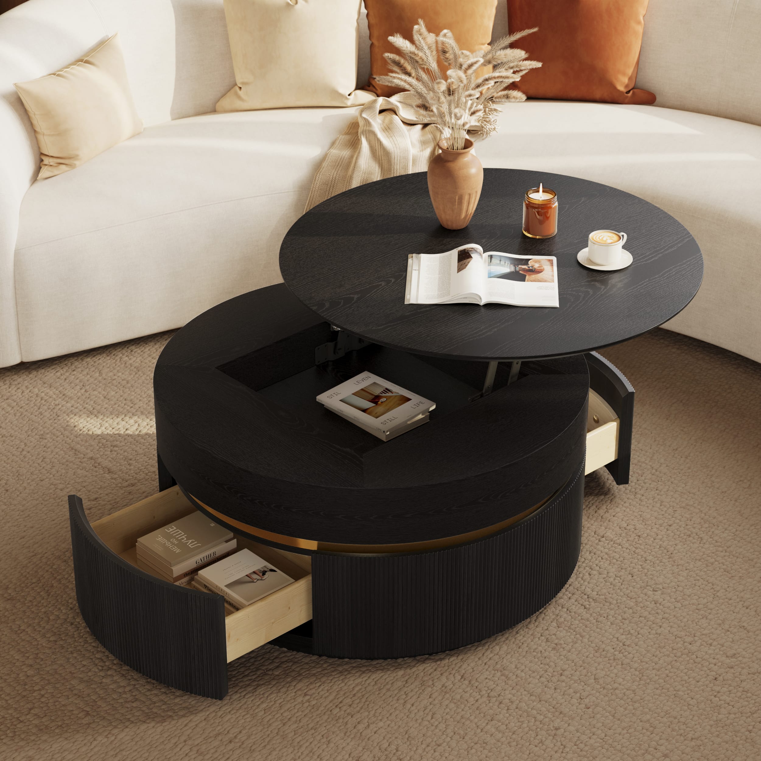 Luxurious 32 Inch Lift Top Coffee Table for Your Home 1 Mid-Century-inspired coffee table featuring a seamless lift-top design, 32 inch lift top coffee table.