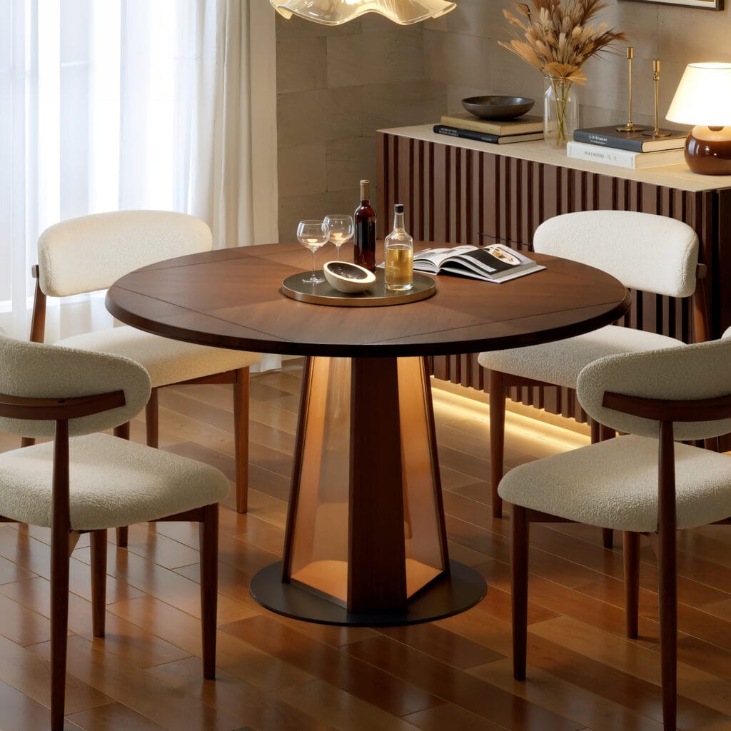 Transform your dining experience with an extendable dining table with LED light for cozy gatherings.