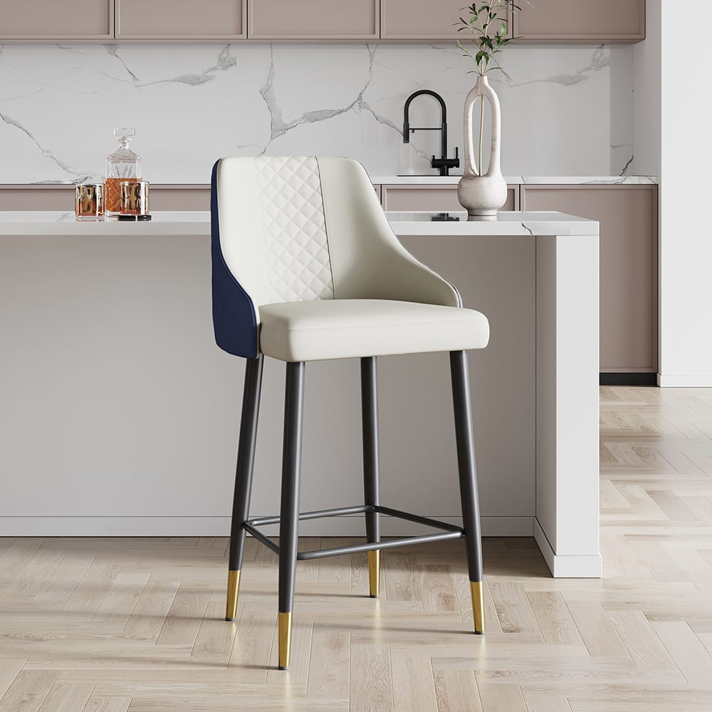 The Sicotas Collection 49 Comfortable blue counter stool designed for kitchens and casual gatherings with supportive seating.