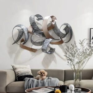 Elegant modern metal wall decor featuring a unique 3D abstract geometric design.