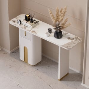 Opulent sintered stone console table designed to elevate home decor with sophistication.